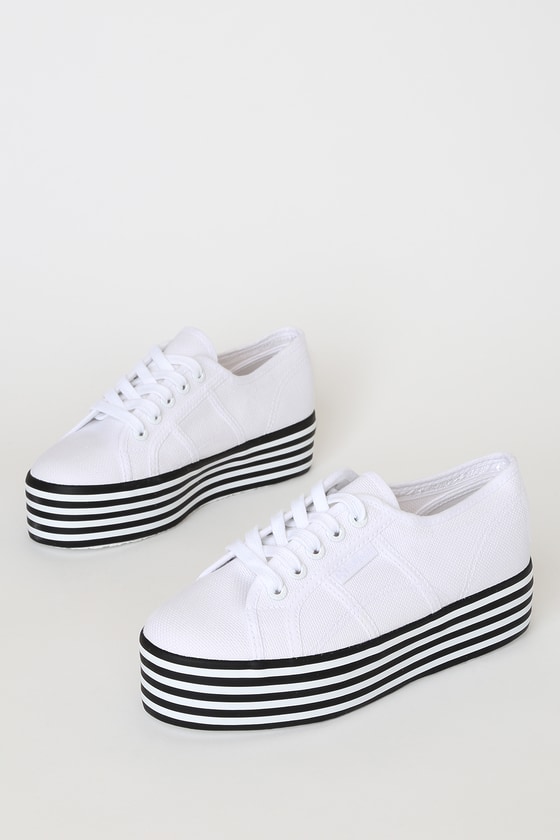 striped platform sneakers