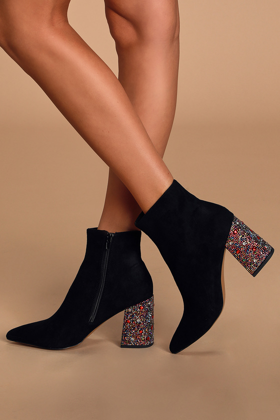 black bling booties