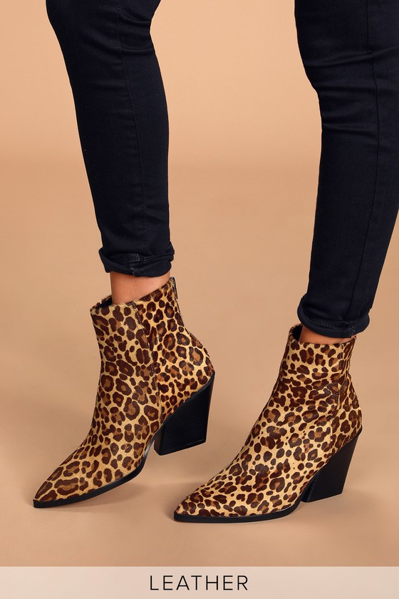 leopard pointed toe booties