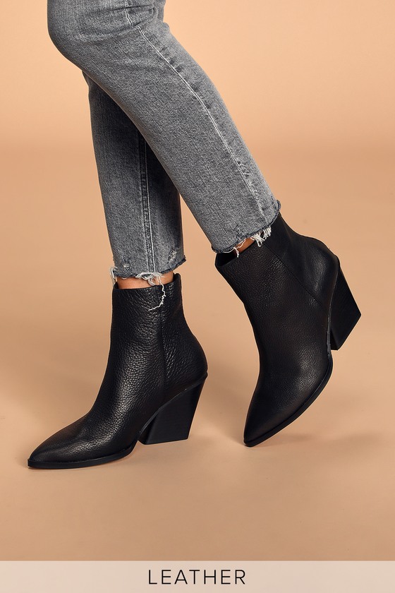 Dolce Vita Issa - Black Genuine Leather Booties - Ankle Booties - Lulus