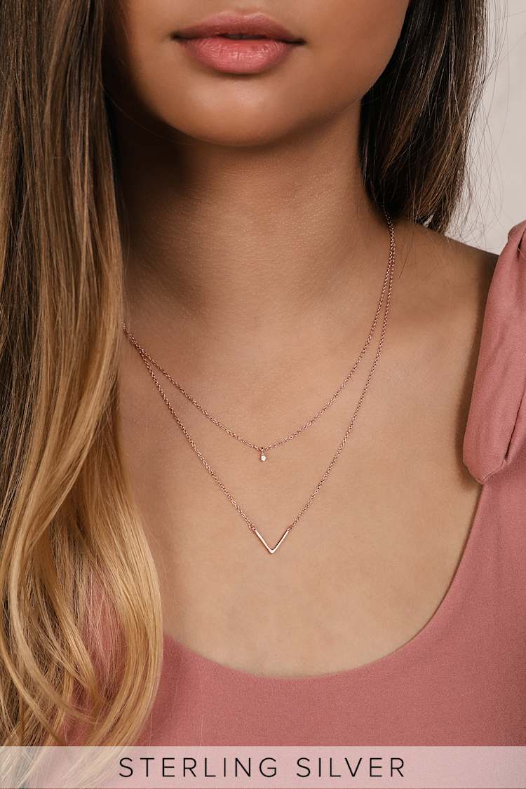 Rose Gold Layered Gold Choker Necklace Layered Chain Necklace