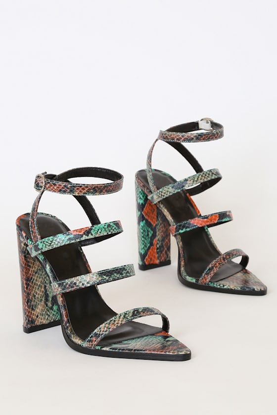 snake ankle wrap heels