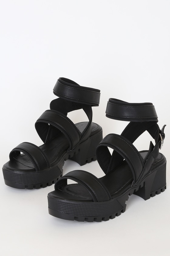 Cute Black Sandals - Ankle Strap 
