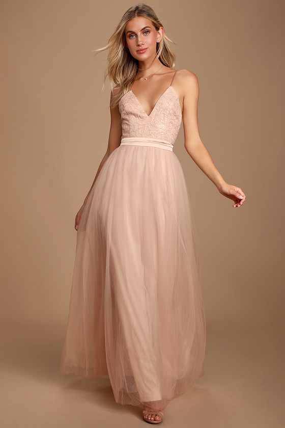 blush maxi gown