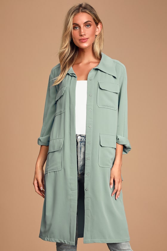 Cute Light Blue Trench Coat Jacket Button Front Trench Coat Lulus