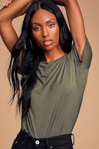 Skyra Olive Green T-Shirt Bodysuit 6