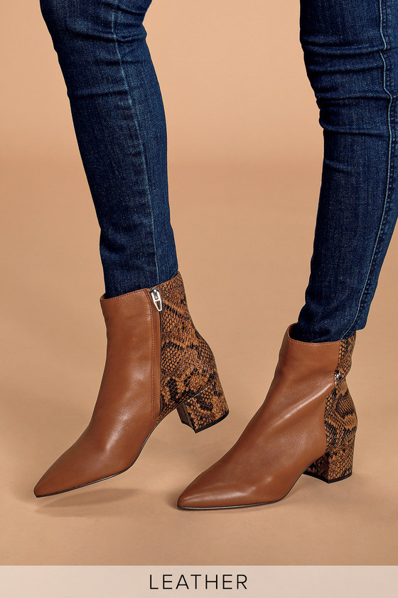 cognac leather bootie