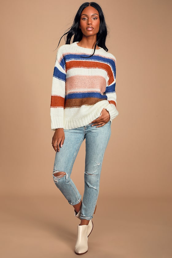 Lost + Wander High Vista Sweater Striped Oversized Knit Sweater Lulus
