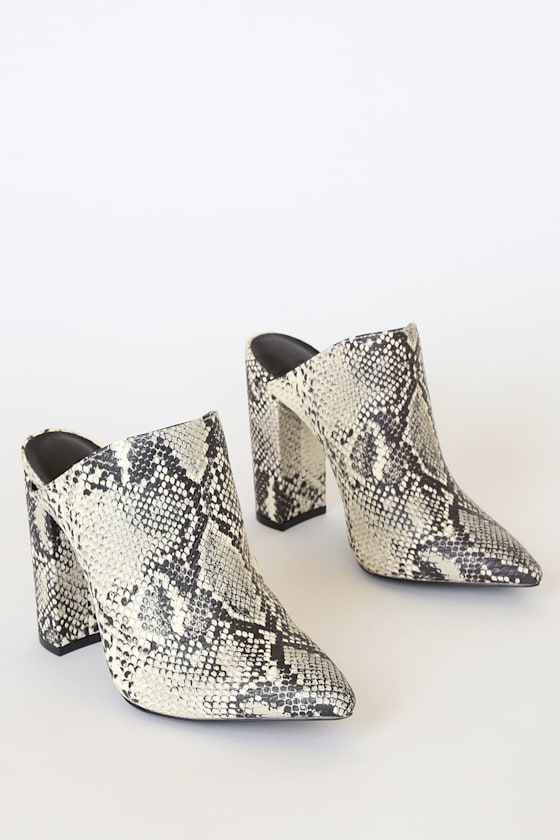 Kellen Stone and Black Snake Pointed-Toe Mules 2