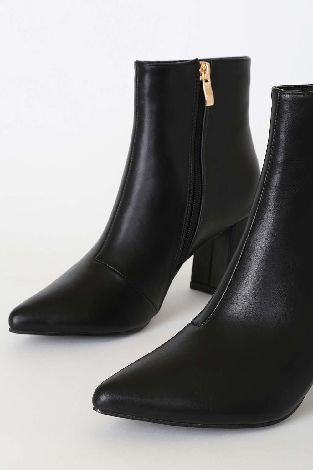 Sarai Black Pointed-Toe Ankle Booties