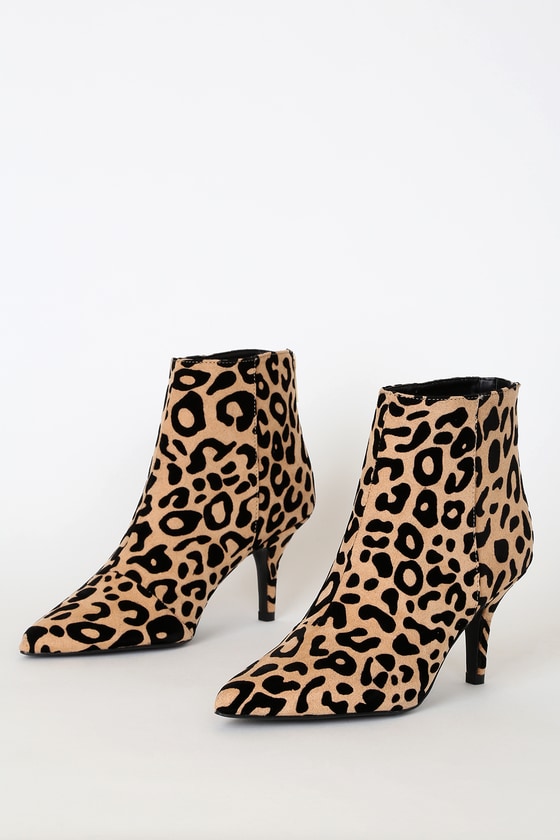 Trendy Leopard Booties - Ankle Booties - Vegan Suede Ankle Boots - Lulus