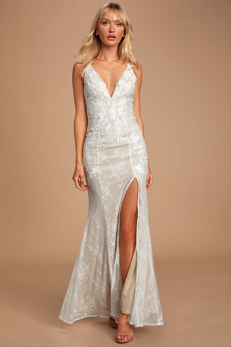 Lovely Ivory Lace Dress - White Lace Maxi - Mermaid Maxi Dress