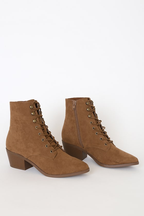 Montie Brown Suede Lace-Up Ankle Booties 2