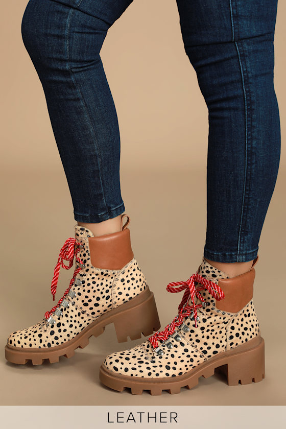 Rubi Leopard Calf Hair Lace-Up Platform Boots 5