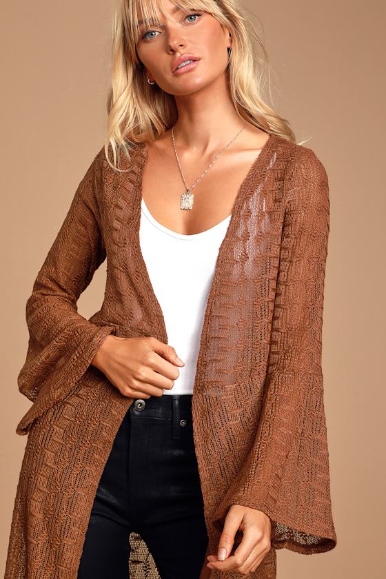 Boho Camel Duster Crochet Duster Long Cardigan Sweater Lulus
