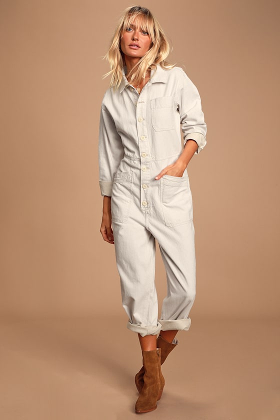Gia Ivory Long Sleeve Coverall Jumpsuit 2
