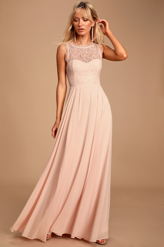 blush pink chiffon maxi dress