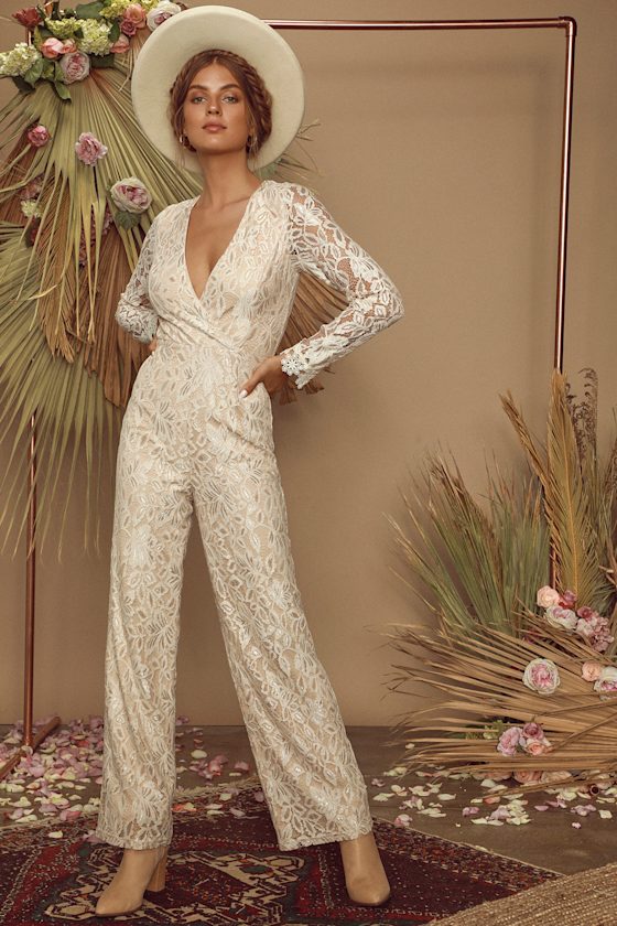Big Spender Cream Lace Long Sleeve Jumpsuit 6