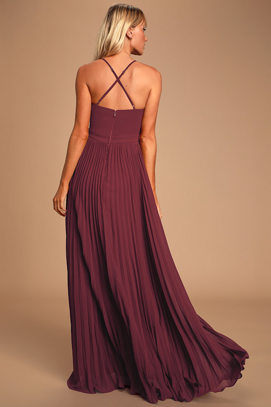 GG3406 Copper Pleated Maxi Dress