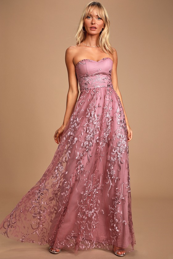 Chic Purple Maxi Dress - Strapless Bridal Dress - Maxi Dress - Lulus