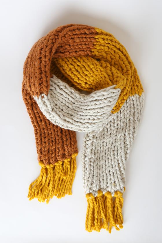 Mustard Yellow Multi Scarf Colorblock Scarf Oversized Scarf