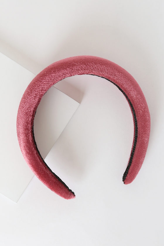 Caryssa Blush Pink Velvet Puff Headband 2