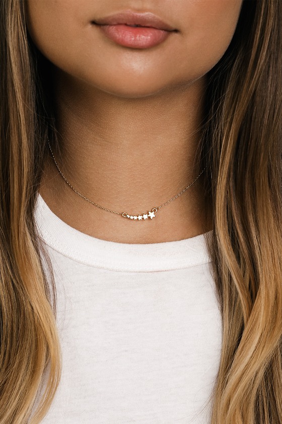 Long tiantian Gold Star Choker Necklace for Women Cute Necklace for Teen Girls Trendy Star Necklace Choker Adjustable