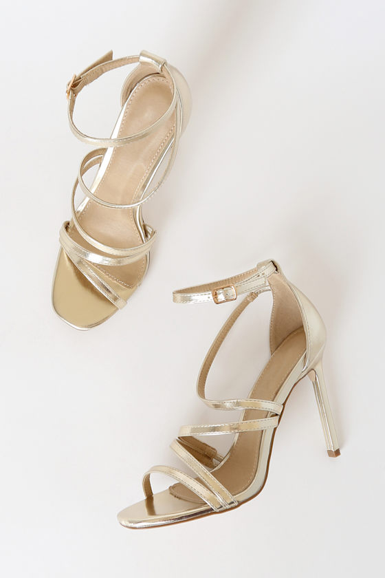 Sexy Gold Stilletos Ankle Strap Heels Strappy Heels Lulus