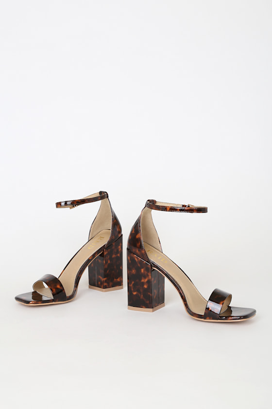 Tortoise Shell Pattern Heels RAID Raelynn - Tortoiseshell Heels - Ankle Strap Heels - Lulus