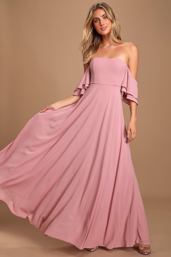 lavender off the shoulder maxi dress