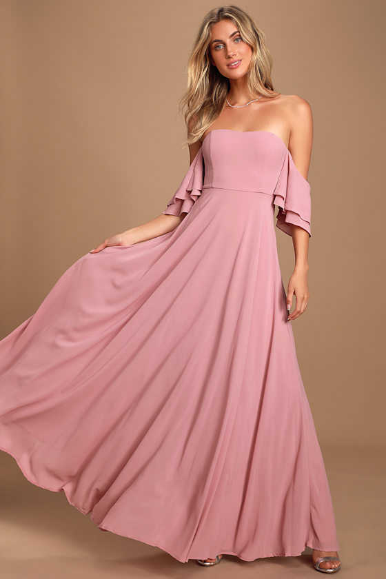 Abbington Dusty Lavender Off-The-Shoulder Maxi Dress 1