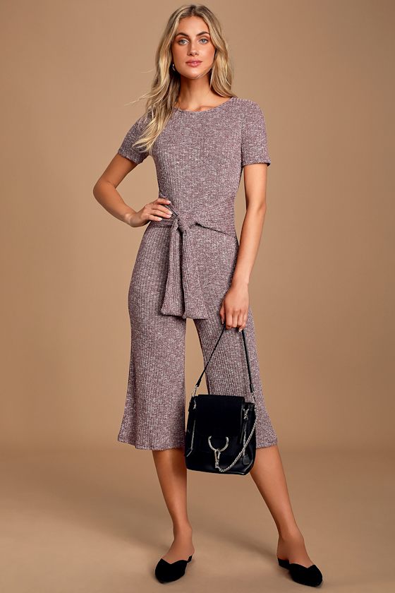 8789 Burgundy Wide Sleeve Jumpsuit
