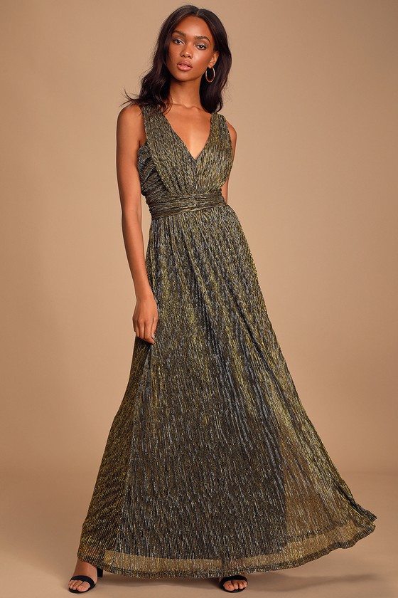 black and rose gold maxi dress