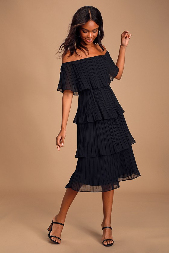 lulus black ruffle dress