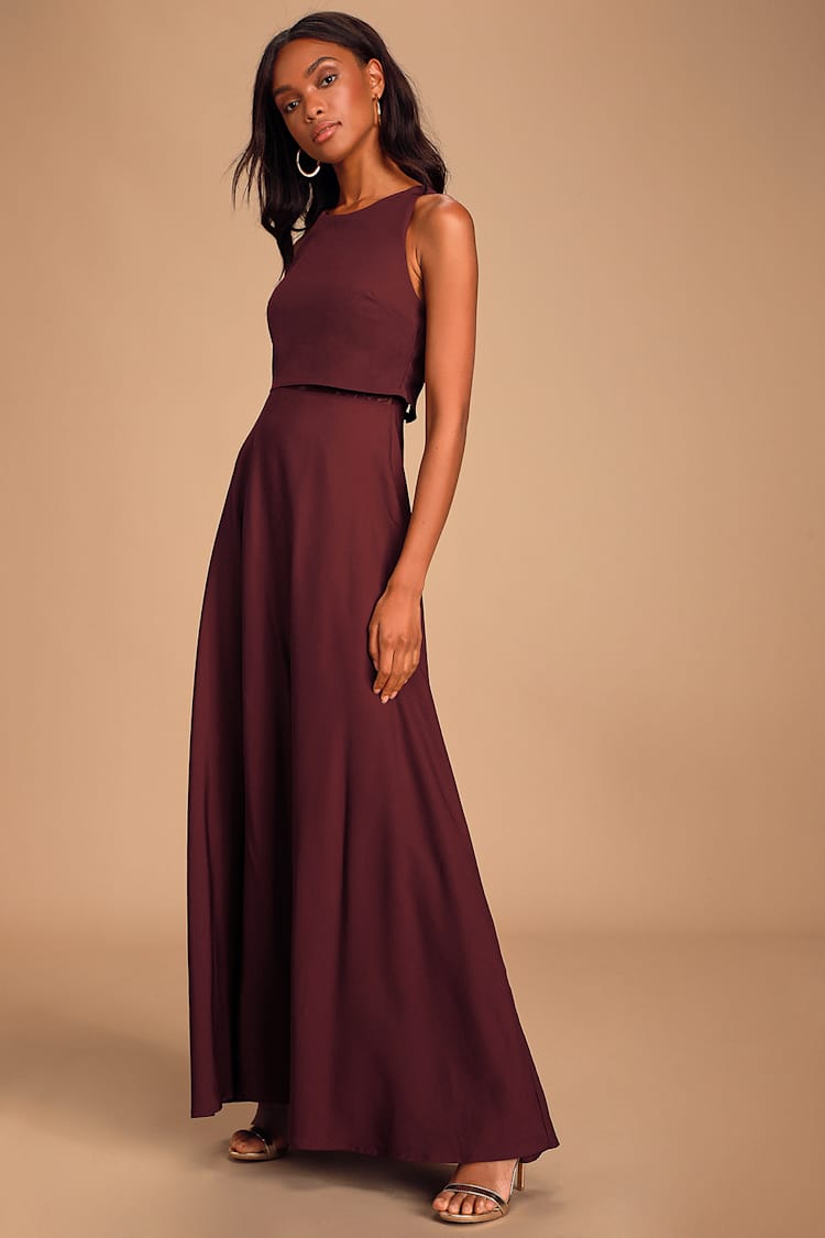 Glam Burgundy Maxi - Lace Maxi Dress - Backless Lace Maxi Dress - Lulus