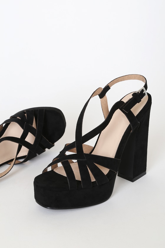 Sexy Black Heels - Vegan Suede Heels - Platform Heels - Heels - Lulus