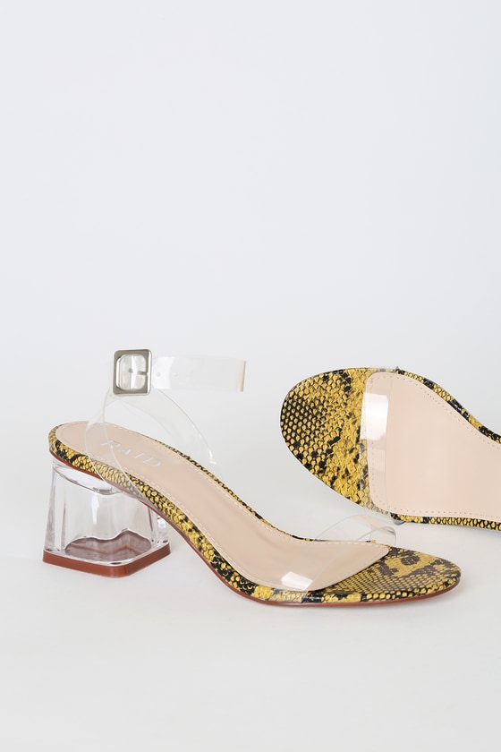 yellow barely there heels
