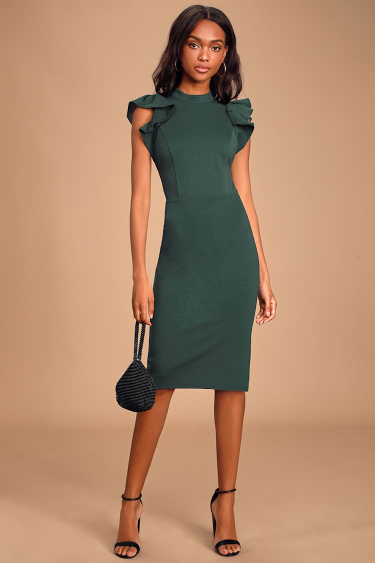 Chic Green Dress - Backless Dress - Midi Dress - Bodycon Dress - Lulus