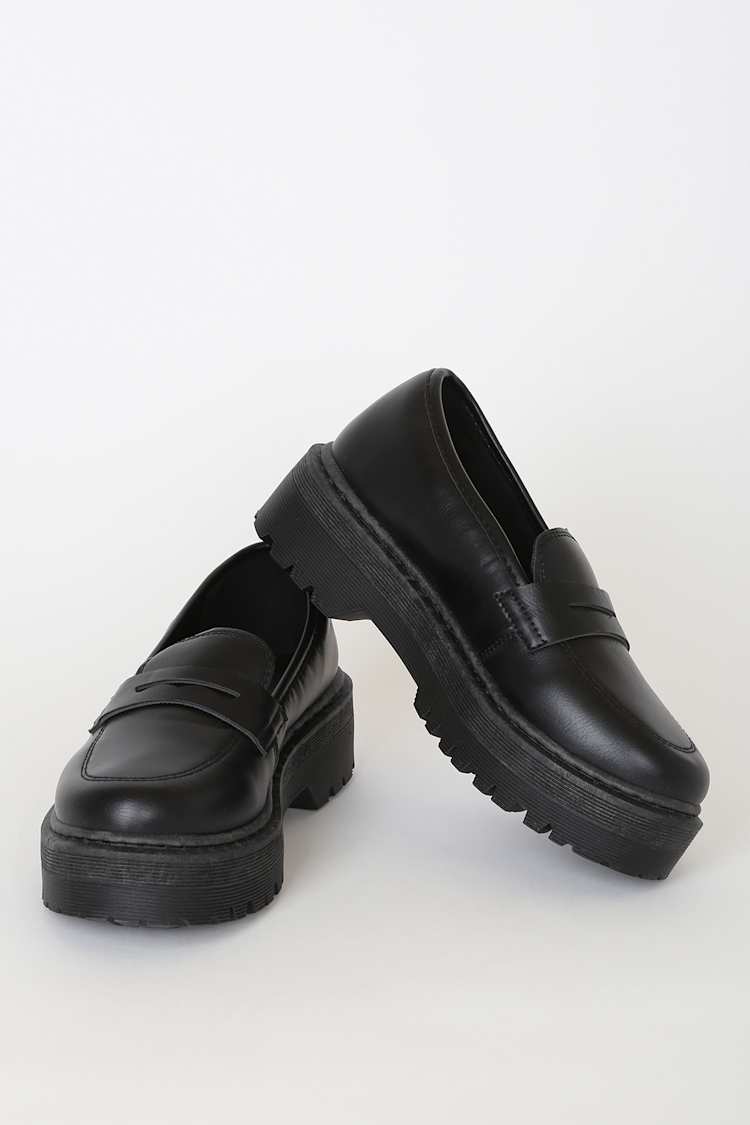 Maysie Black Flatform Loafers