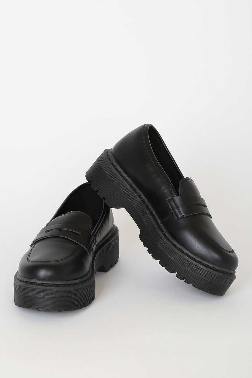 Maysie Black Patent Flatform Loafers