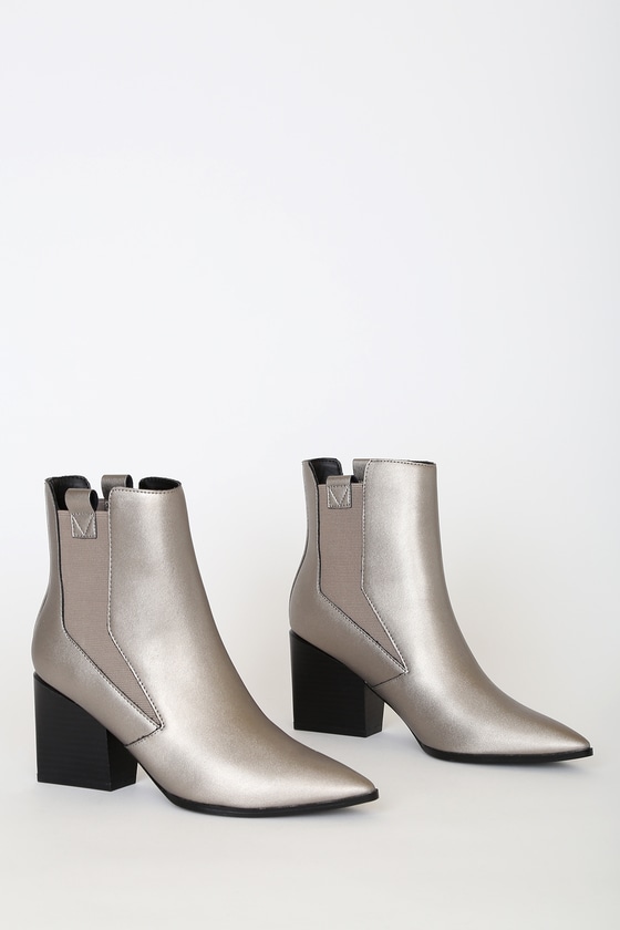 pewter metallic booties