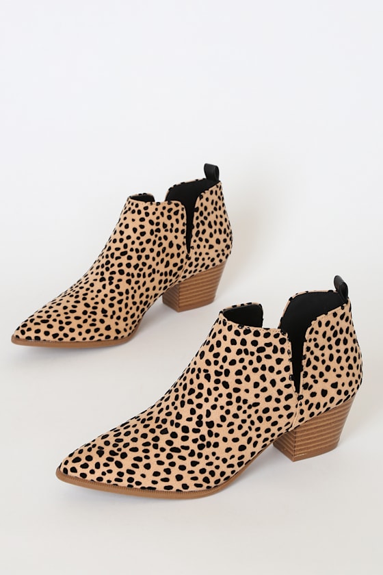 Marca Tan and Black Cheetah Print Ankle Booties 3