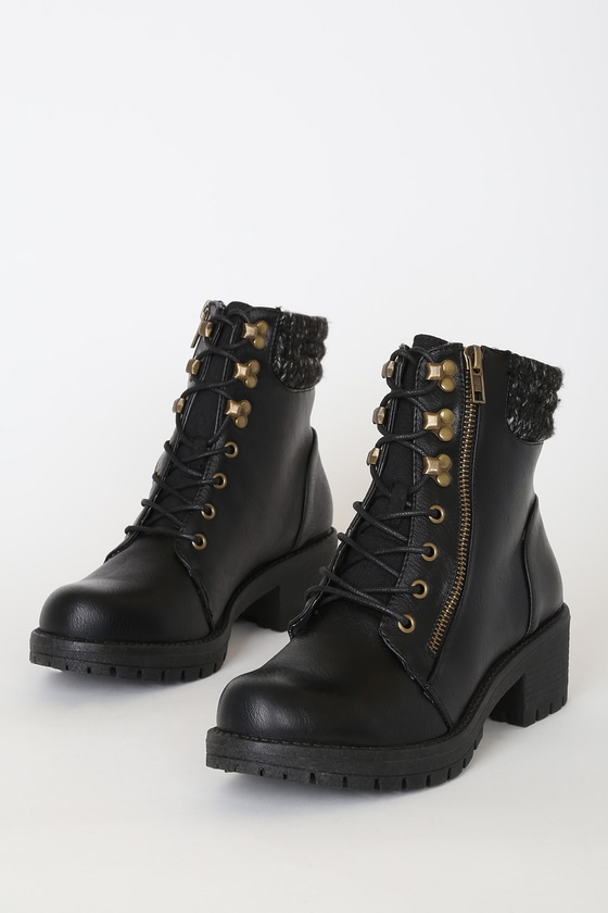 vegan black lace up boots