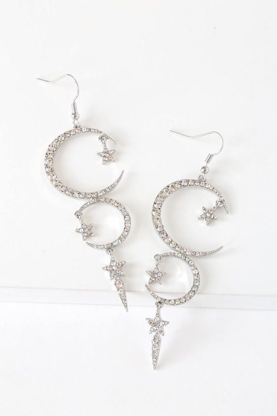Star Gazing Silver Rhinestone Earrings 2