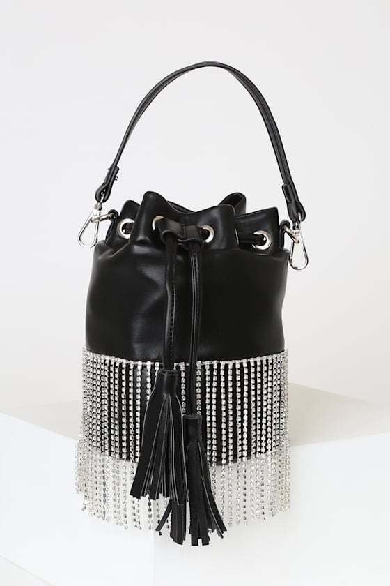 Ryan Black Rhinestone Bucket Bag 6