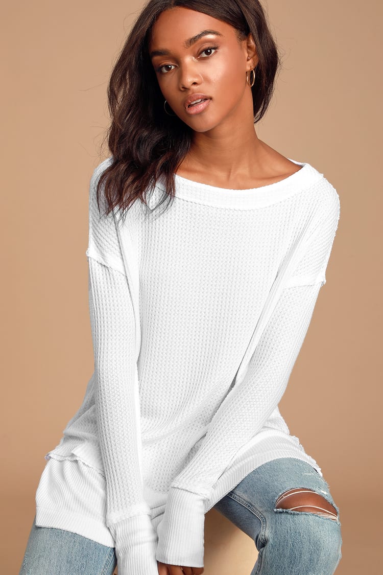 Free People North Shore Thermal - White Thermal Top - Cozy Top - Lulus