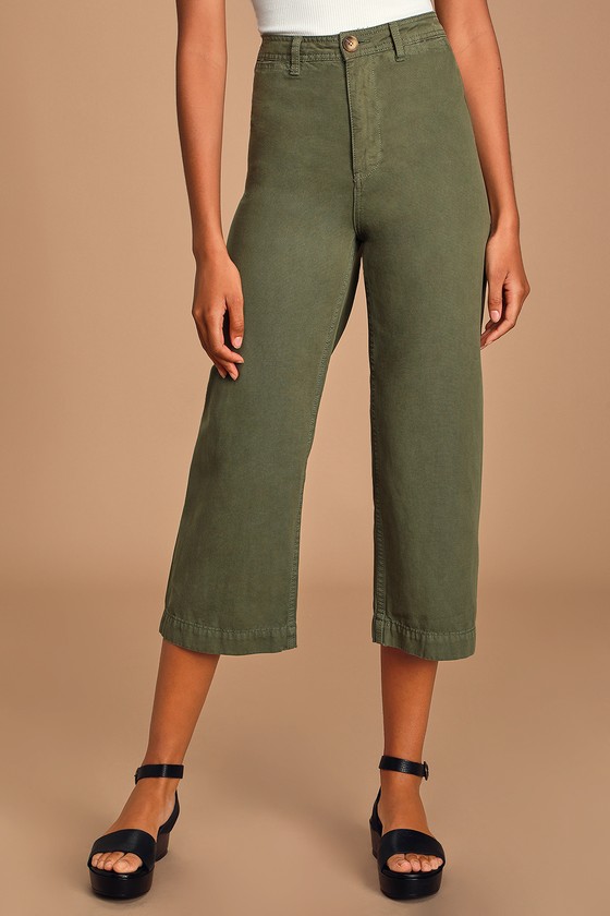 wide leg olive green pants