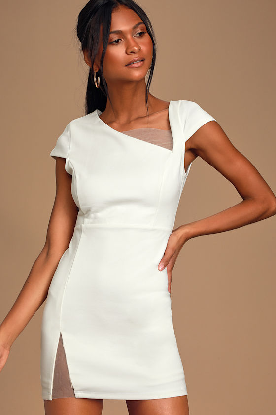 Loma White Short Sleeve Bodycon Mini Dress 2