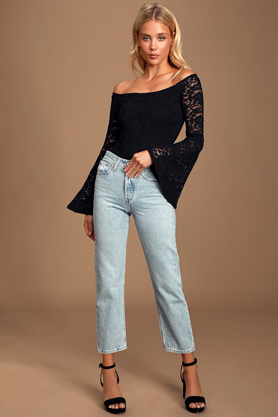 All Of Me Black Lace Bell Sleeve Bodysuit 2