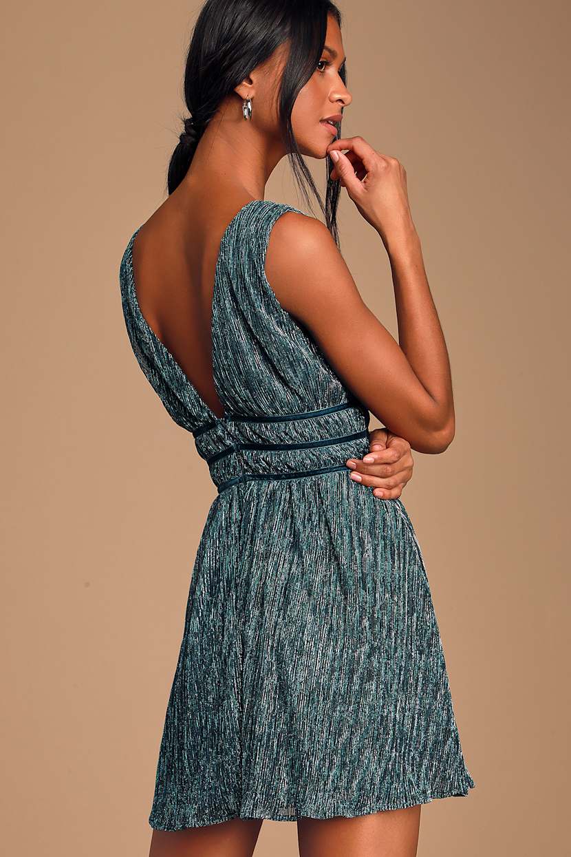smokeshow teal metallic mini dress Sassy Shortcake Little Mermaid Dress